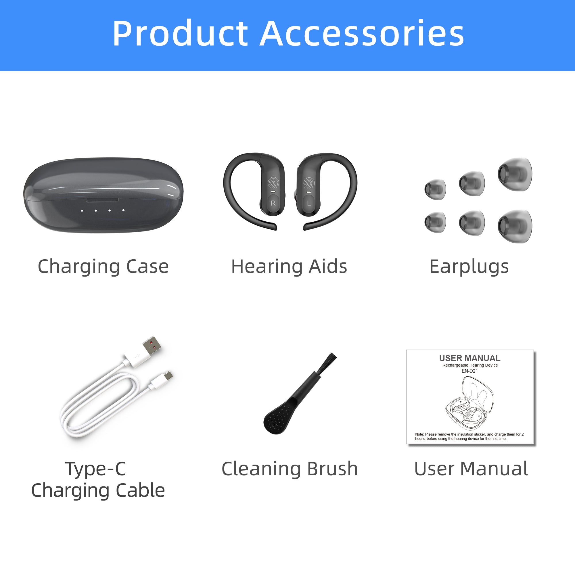OpenHook Hearing Aids with Charging Case
