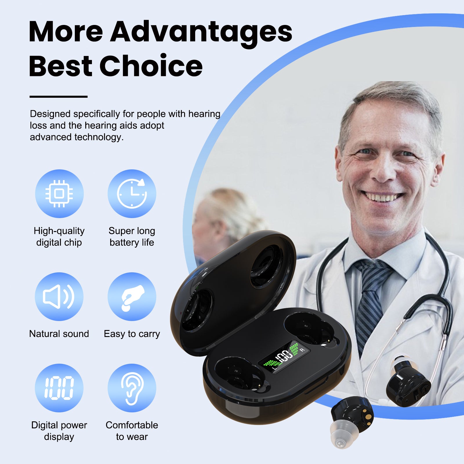 MiniCIC Invisible Hearing Aids with LED Charging Case