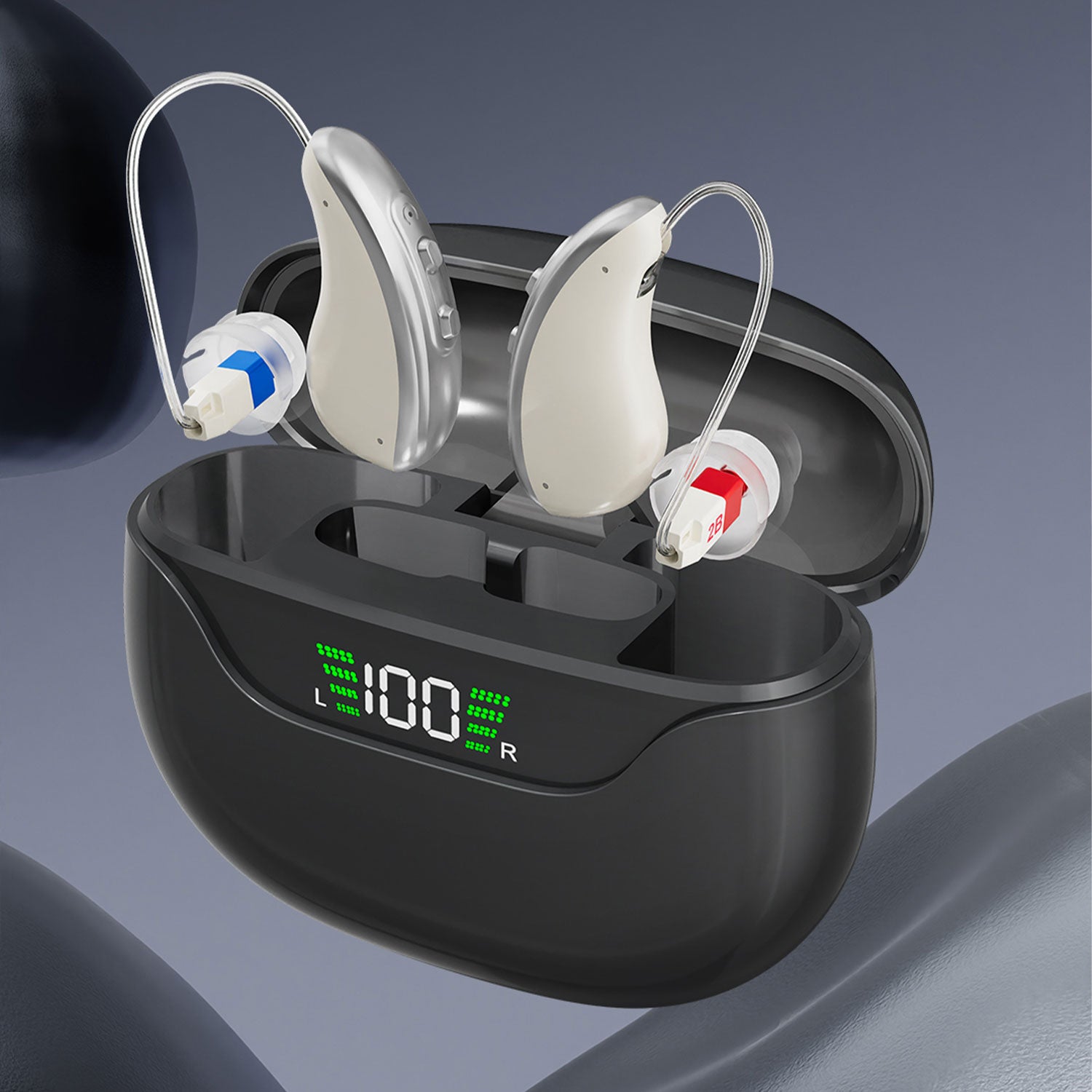 UVShield BTE Hearing Aids with UV Charging Case