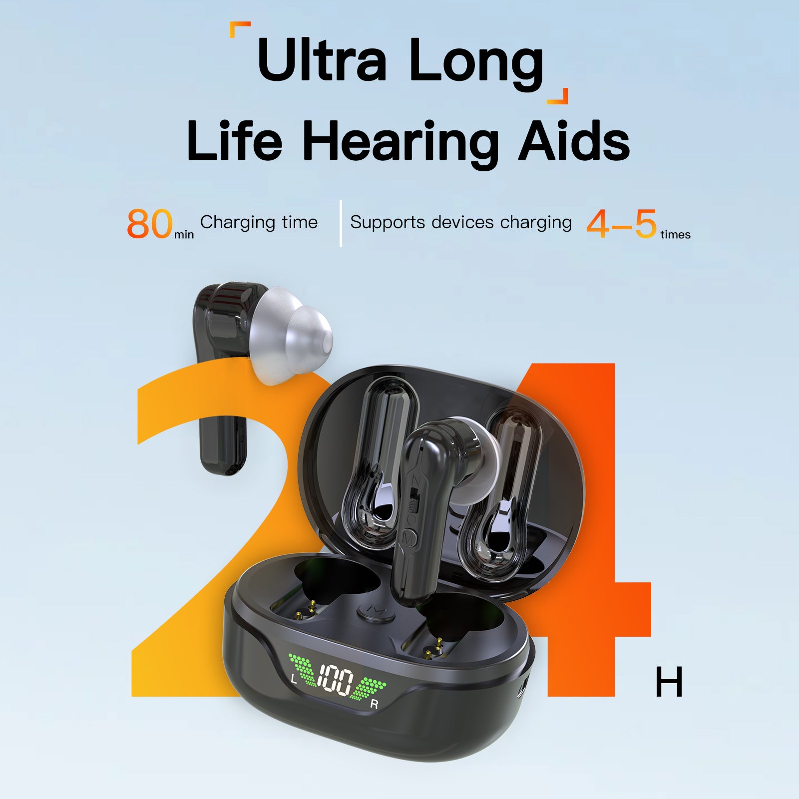 SlimRIC Hearing Aids with LED Charging Case