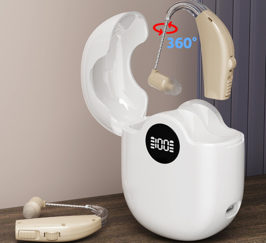 PowerBTE Rechargeable Hearing Aids with LED Charging Case