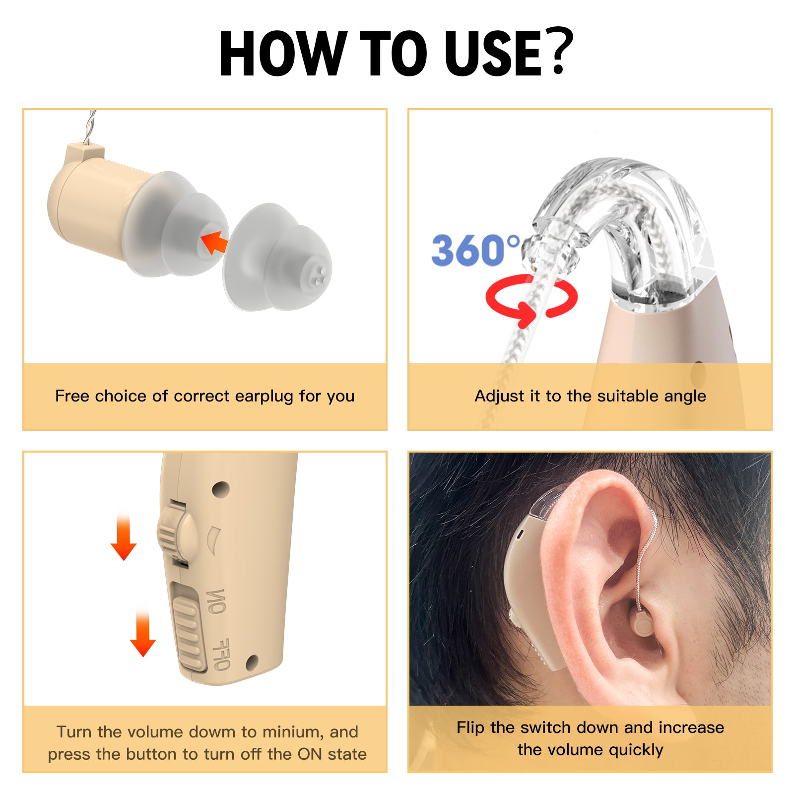 PowerBTE Rechargeable Hearing Aids with LED Charging Case