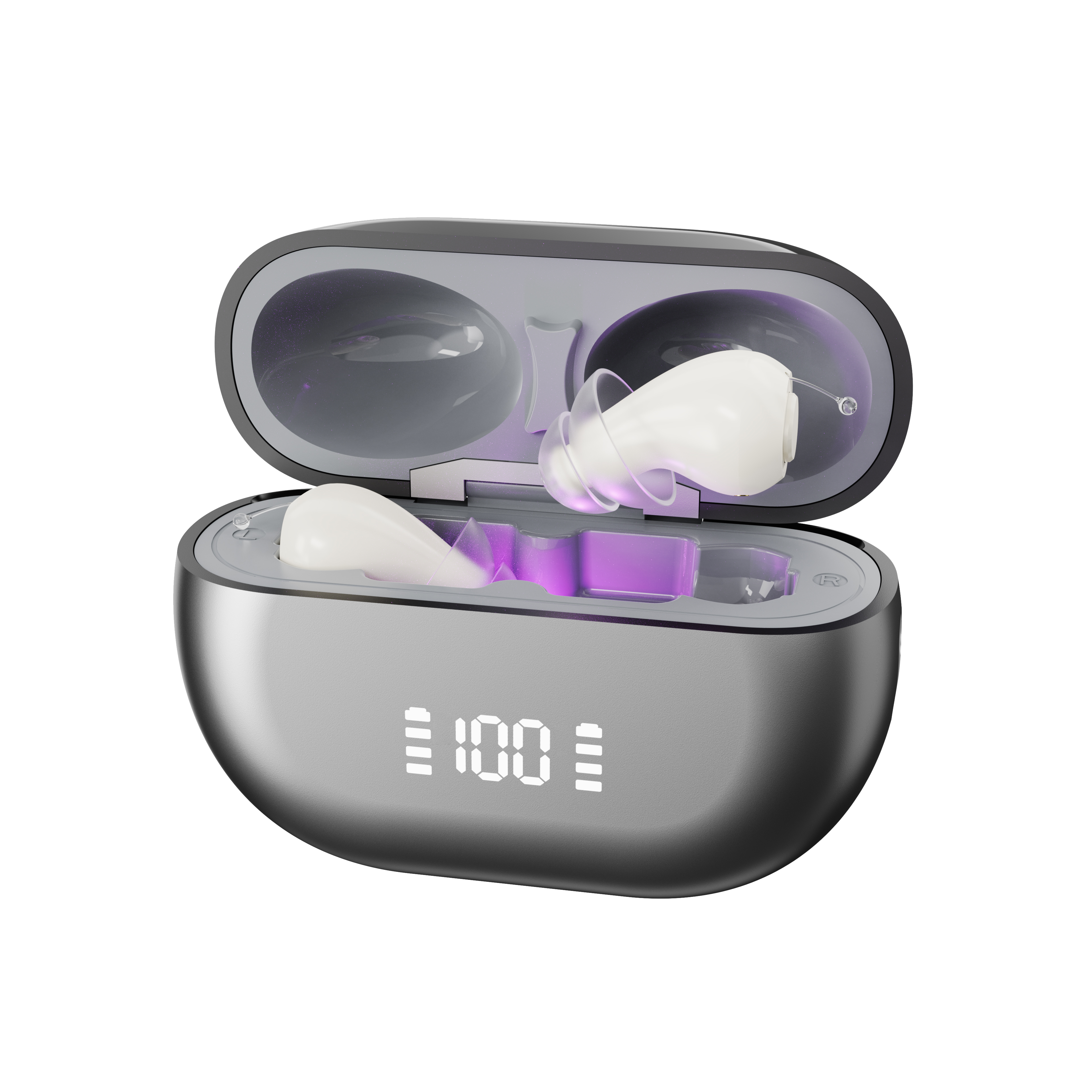 Smart Invisible CIC Hearing Aids with UV Sanitizing Case & Voice Prompts