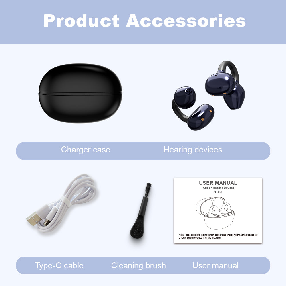 ClipOn Open-Ear Hearing Aids – No Ear Tip Needed