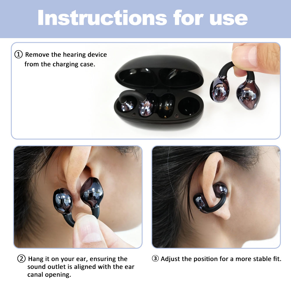 ClipOn Open-Ear Hearing Aids – No Ear Tip Needed