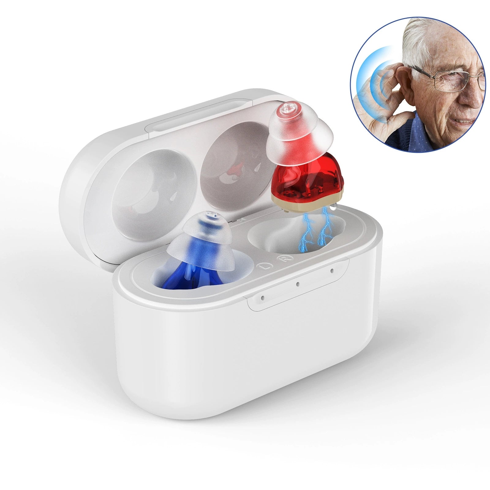 CIC Pro Rechargeable Hearing Aids with 100-Hour Charging Case
