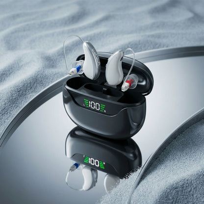 UVShield BTE Hearing Aids with UV Charging Case