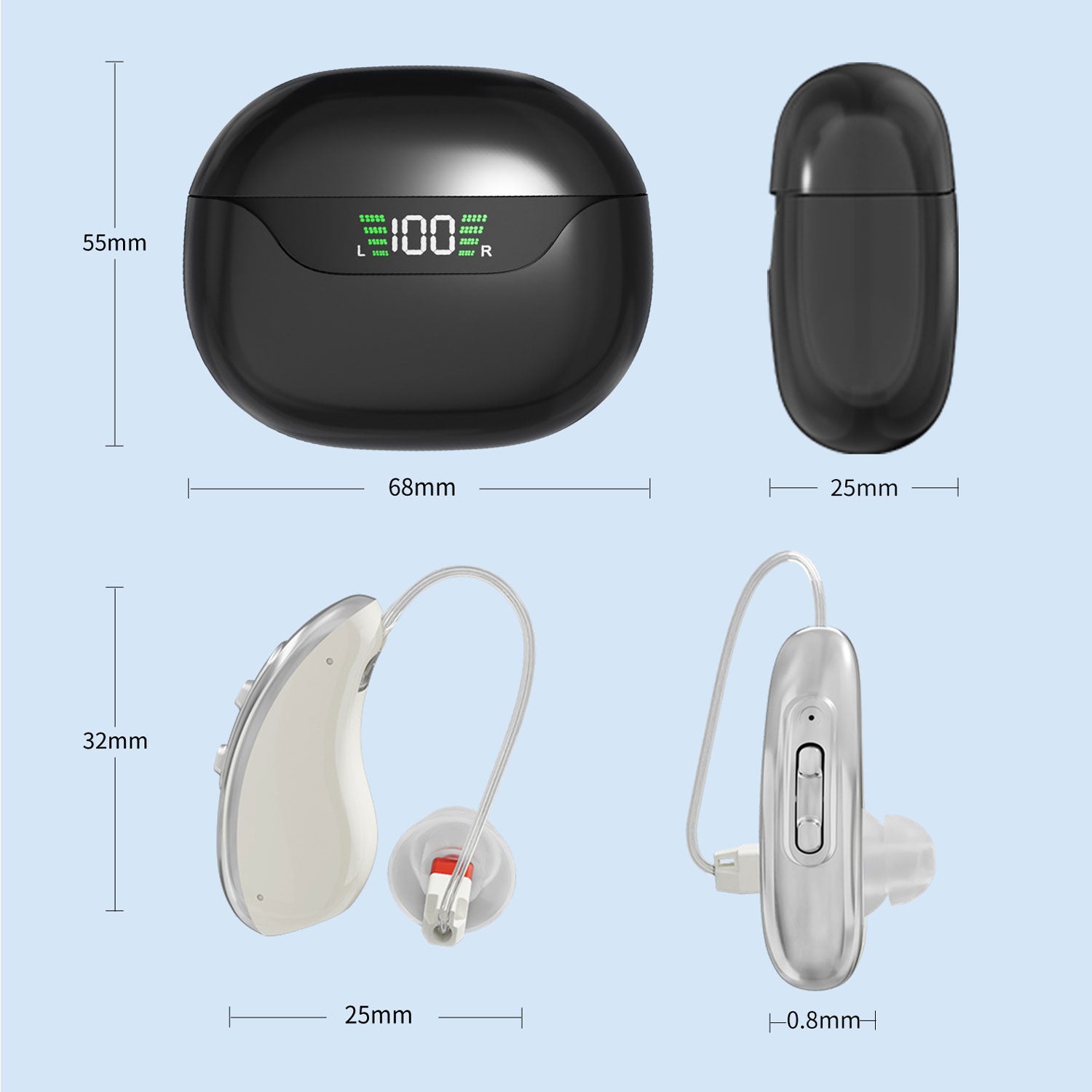 UVShield BTE Hearing Aids with UV Charging Case