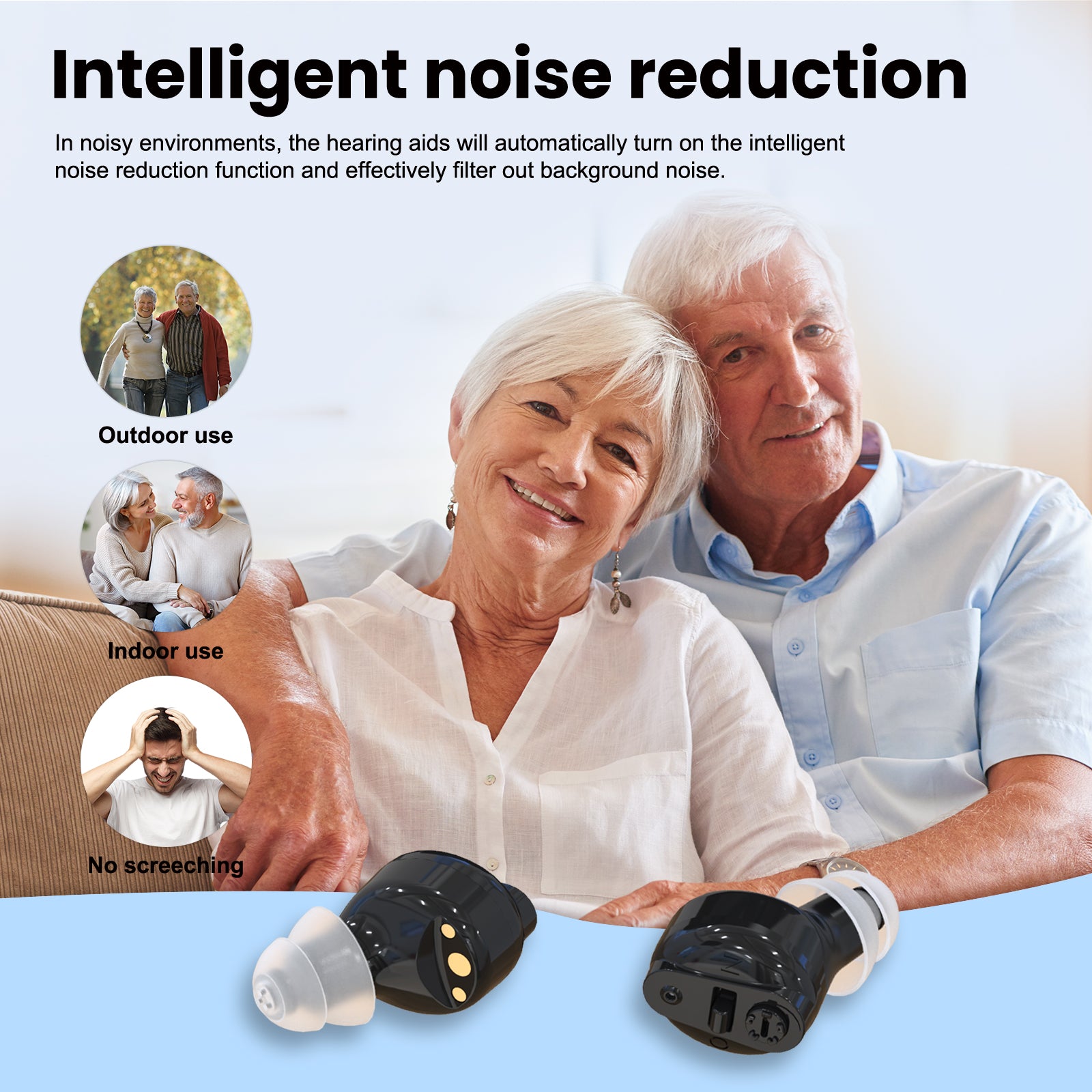 MiniCIC Invisible Hearing Aids with LED Charging Case