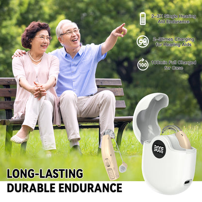 PowerBTE Rechargeable Hearing Aids with LED Charging Case