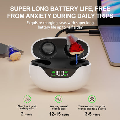MiniCIC Pro Rechargeable Hearing Aids with LED Charging Case
