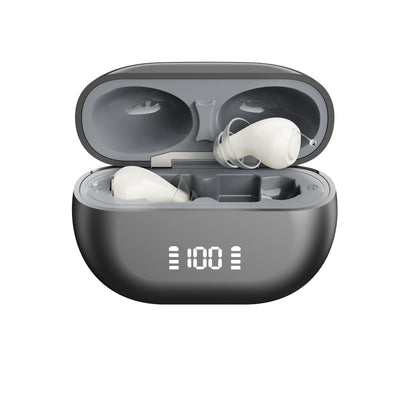 Smart Invisible CIC Hearing Aids with UV Sanitizing Case & Voice Prompts