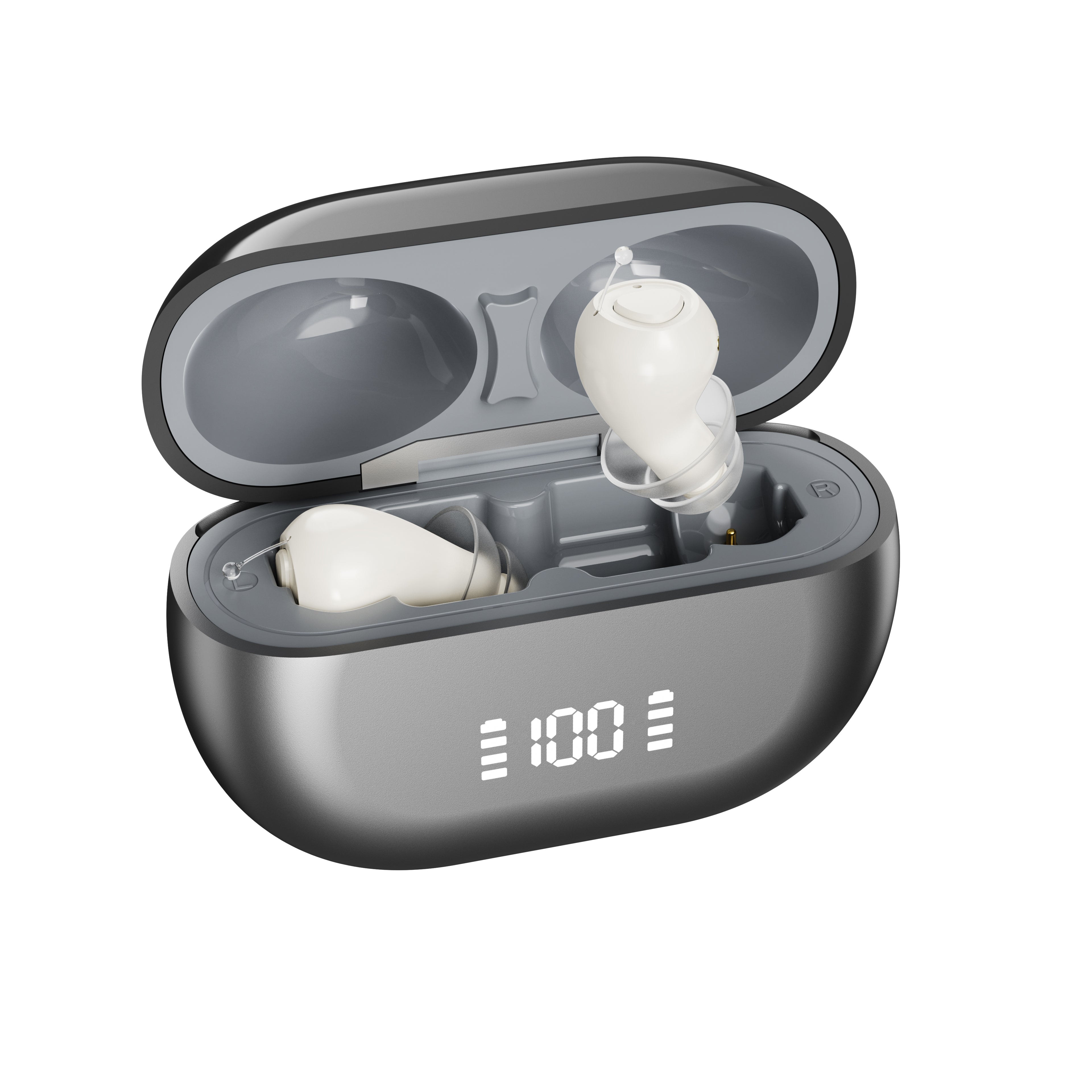 Smart Invisible CIC Hearing Aids with UV Sanitizing Case & Voice Prompts