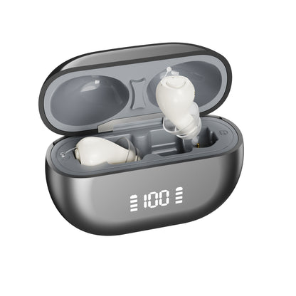 Smart Invisible CIC Hearing Aids with UV Sanitizing Case & Voice Prompts