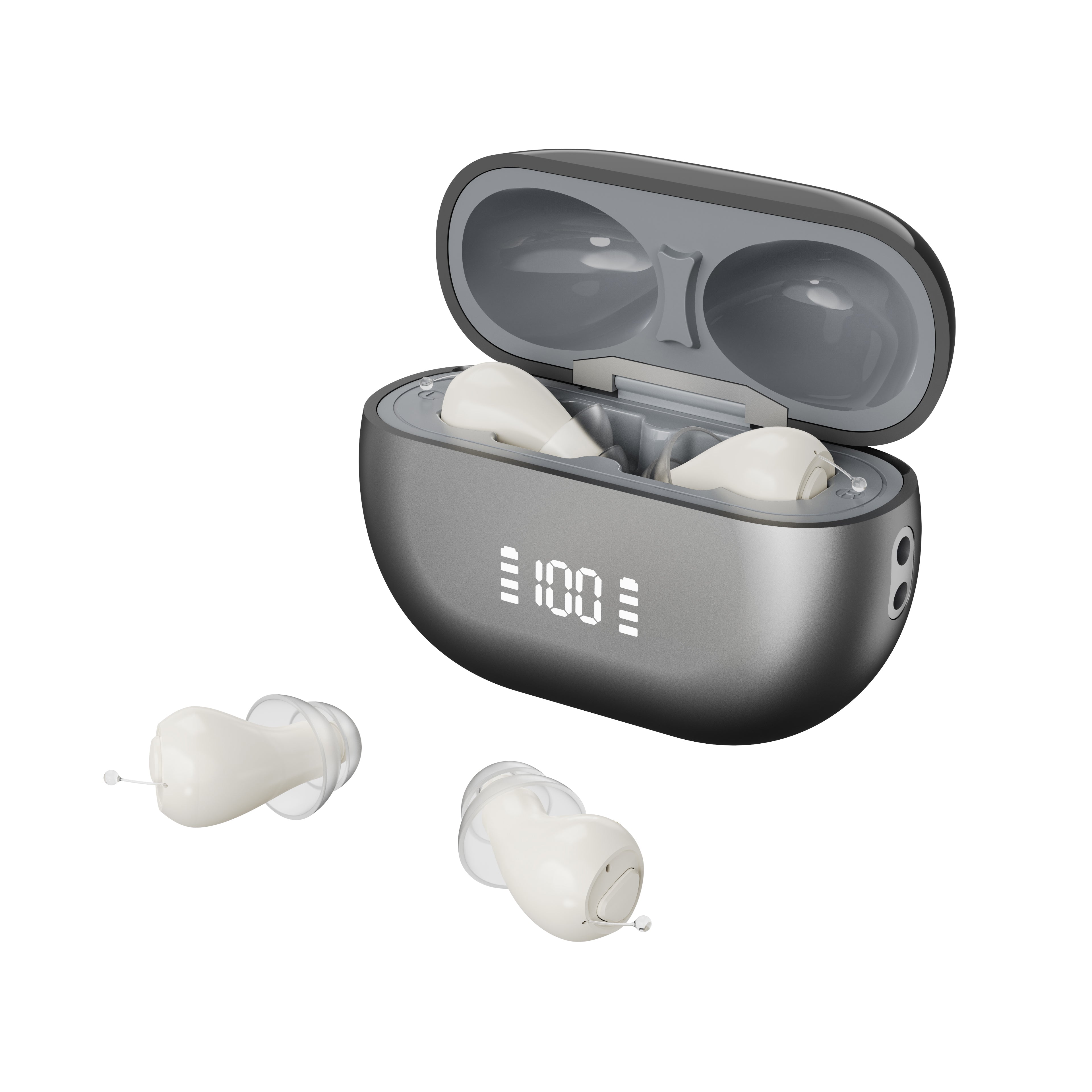 Smart Invisible CIC Hearing Aids with UV Sanitizing Case & Voice Prompts