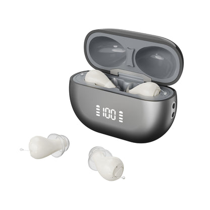 Smart Invisible CIC Hearing Aids with UV Sanitizing Case & Voice Prompts