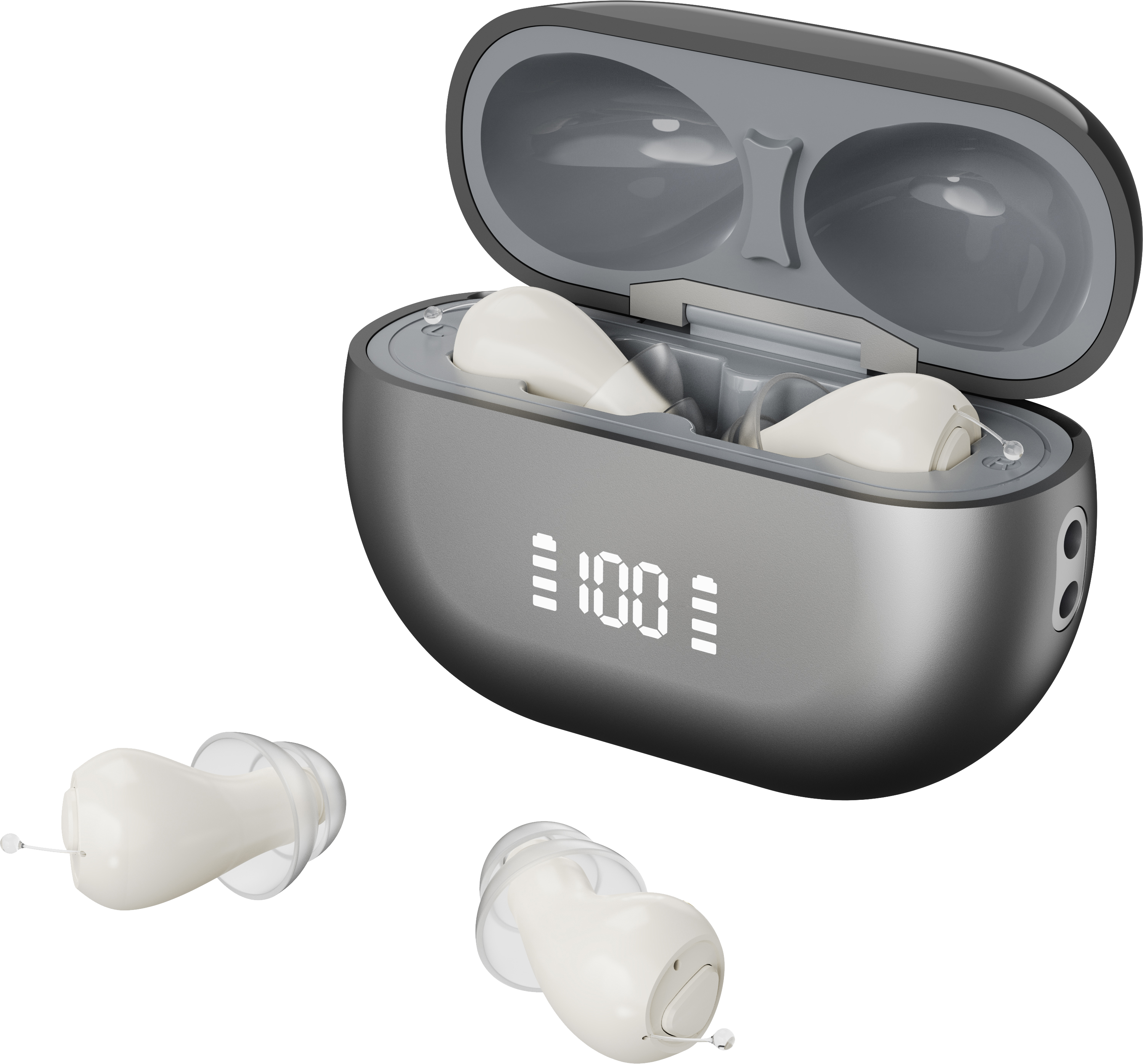 Smart Invisible CIC Hearing Aids with UV Sanitizing Case & Voice Prompts