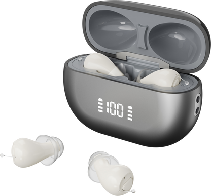 Smart Invisible CIC Hearing Aids with UV Sanitizing Case & Voice Prompts