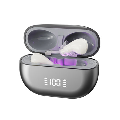 Smart Invisible CIC Hearing Aids with UV Sanitizing Case & Voice Prompts